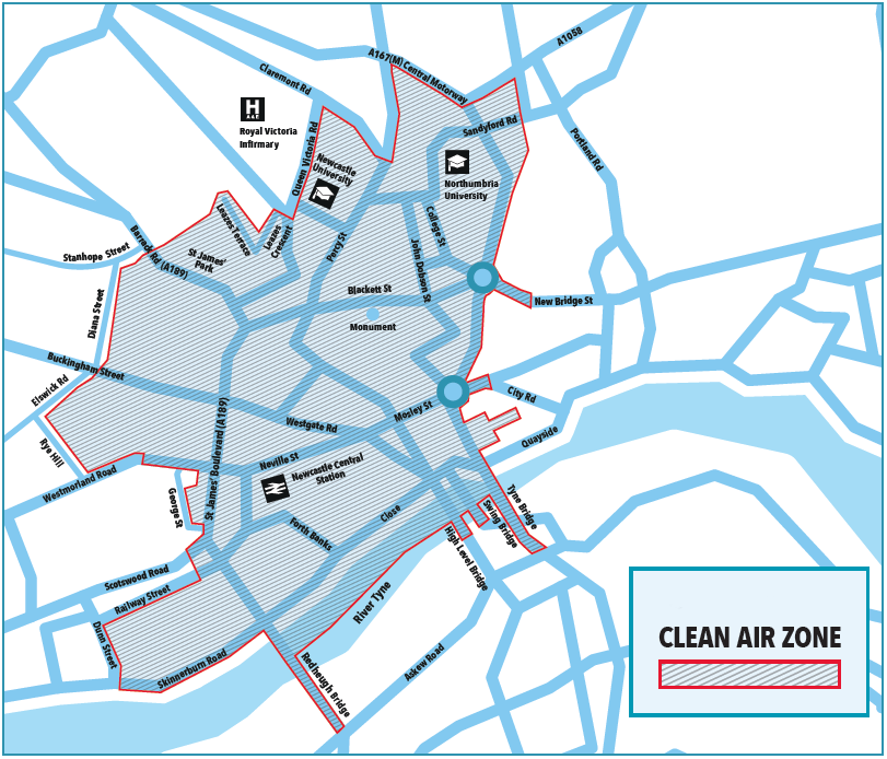 A map detailing the clean air zone